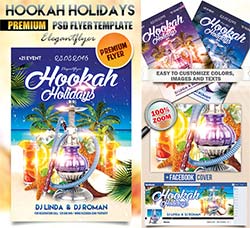 假期沙滩派对海报/传单模板：Hookah Holidays Facebook Cover